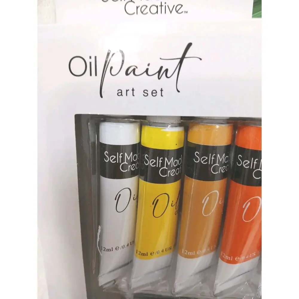 17 Pc Oil Paint Art Set w 4 Taklon Paint Brushes + Art Palette Value Professiona